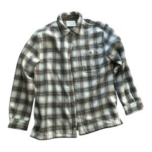 Weatherproof Casual Button Down Shirt Brown and Gray